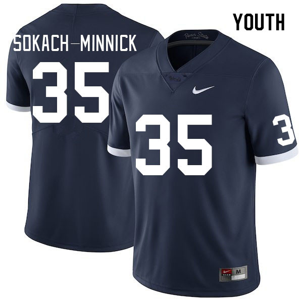 Youth #35 Blaise Sokach-Minnick Penn State Nittany Lions College Football Jerseys Stitched Sale-Retr - Click Image to Close